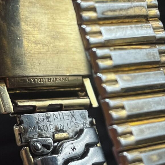 Vintage Hamilton 10K Gold Stainless Steal Square Analog Wristwatch Stretch Band - Picture 5 of 5